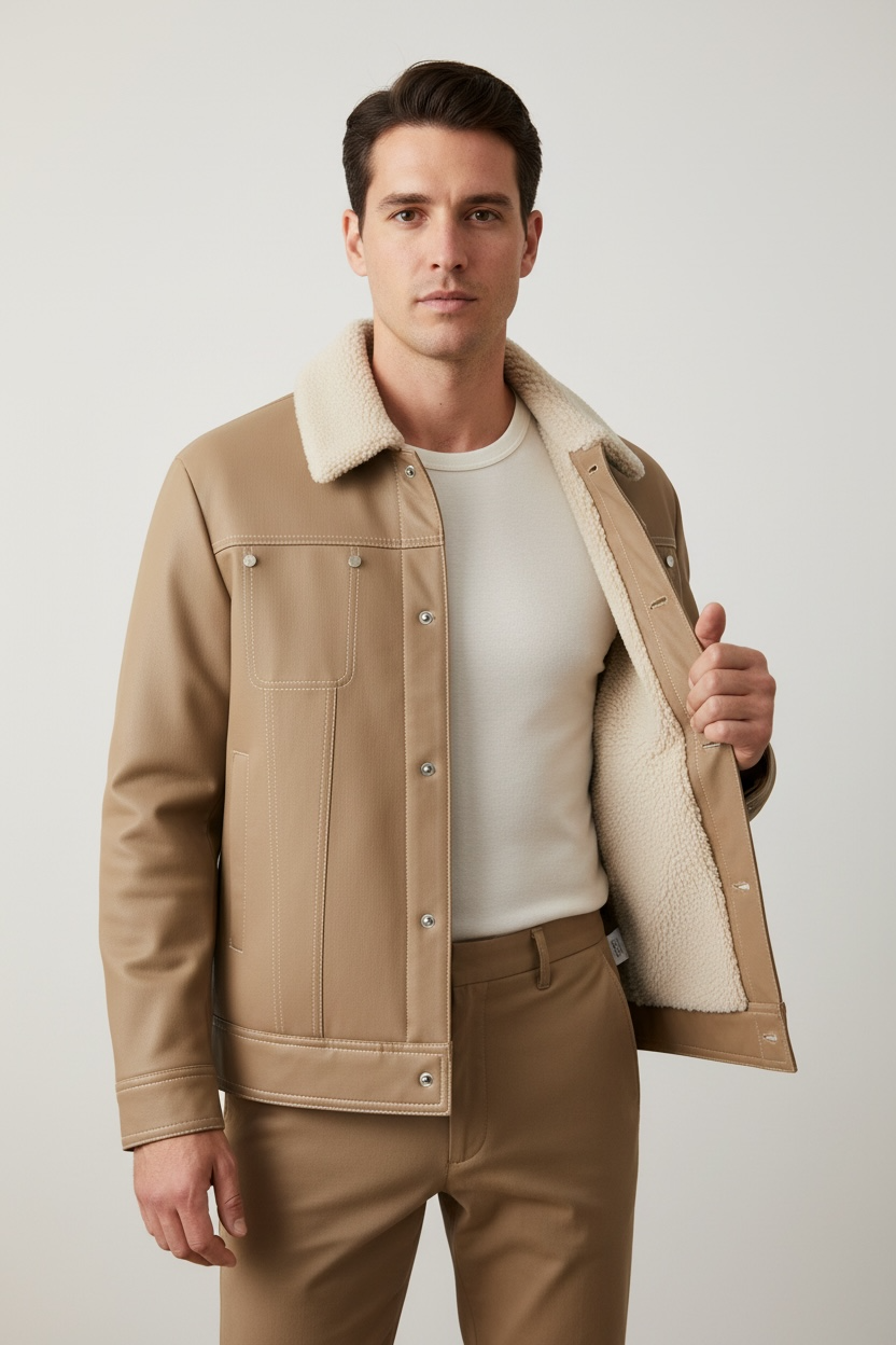 Suede Fabric Jacket Men's Short Autumn And Winter Thickened Work Clothes