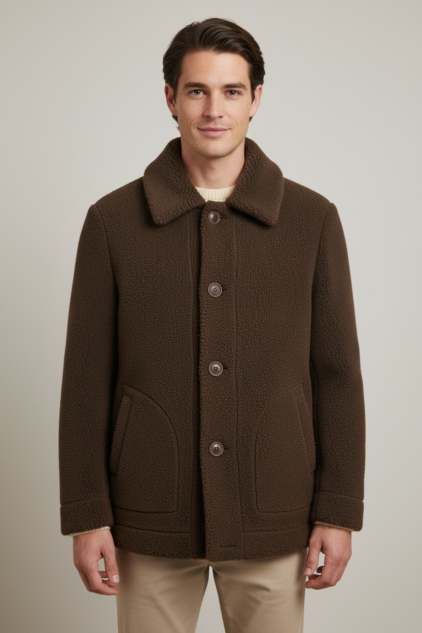 Double-sided Fleece Men's Lambswool Wool Coat Jacket