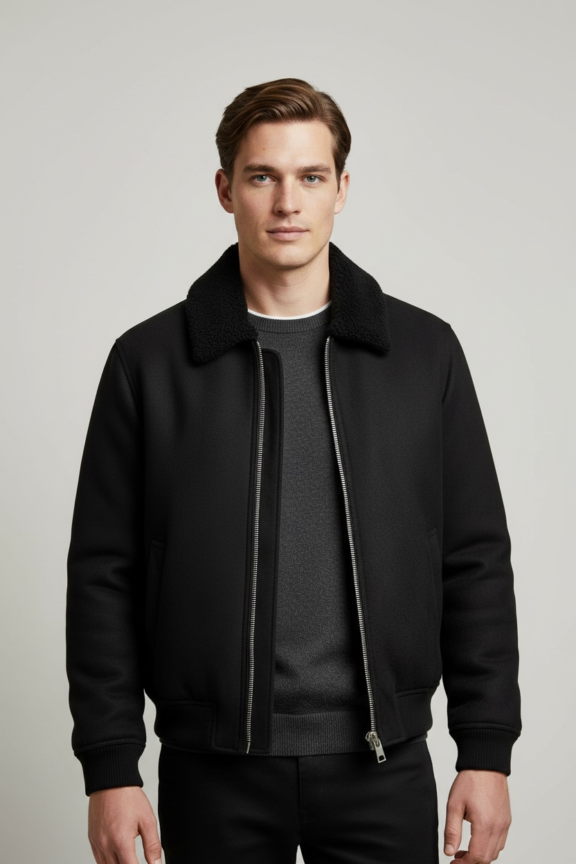 Autumn And Winter Men's American Retro Patchwork Suede Texture Effect Jacket Coat