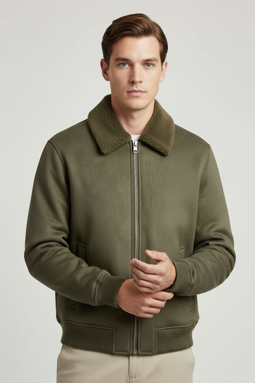 Autumn And Winter Men's American Retro Patchwork Suede Texture Effect Jacket Coat