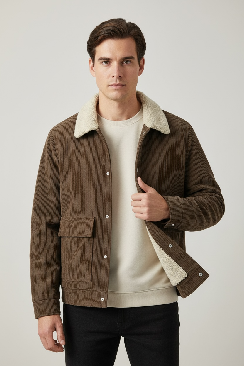 Autumn And Winter Lamb Fleece Warm High-quality Corduroy Jacket