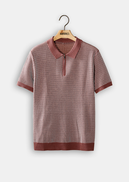 Geometric Zip Polo
