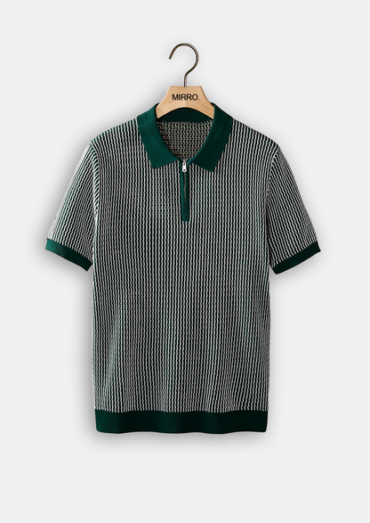 Geometric Zip Polo