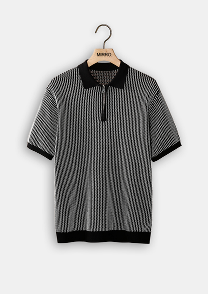 Geometric Zip Polo