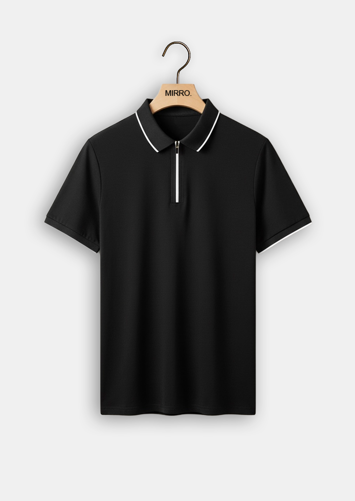 Solid Color Zipper High Quality POLO Men's Short Sleeve