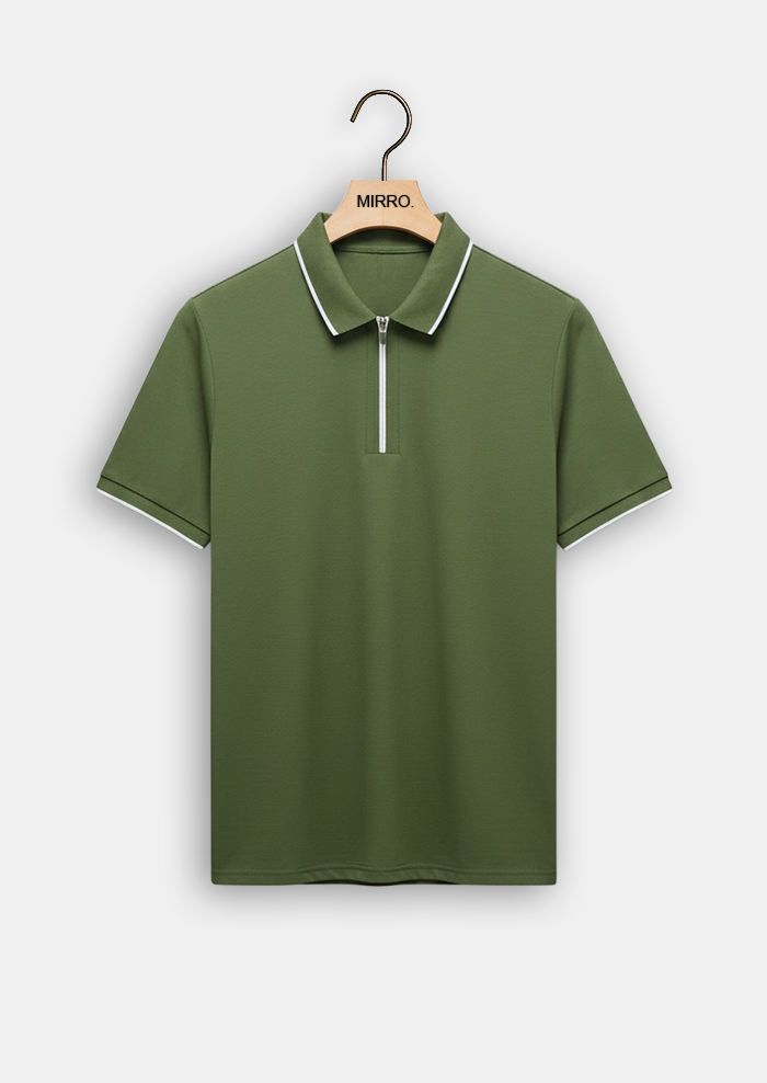 Solid Color Zipper High Quality POLO Men's Short Sleeve