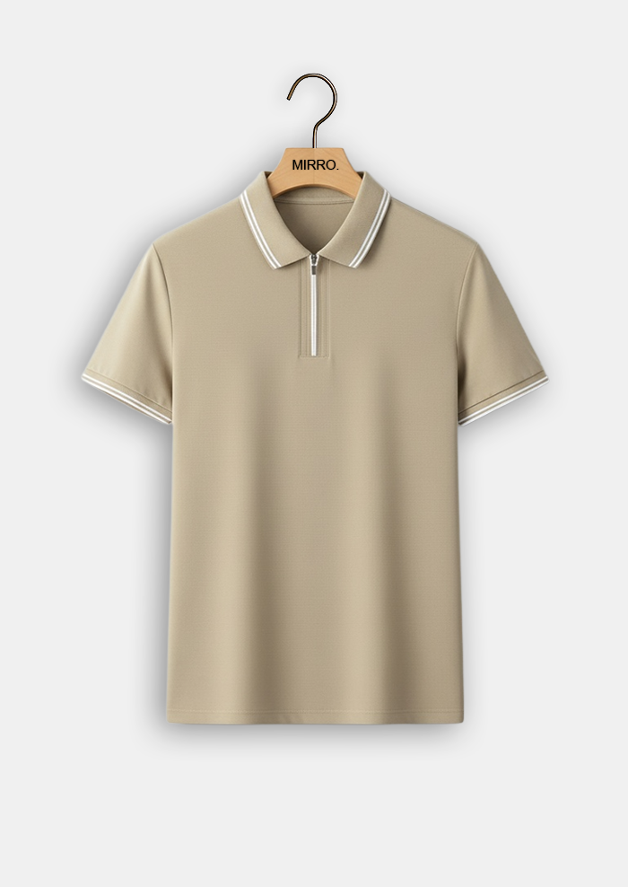 Solid Color Zipper High Quality POLO Men's Short Sleeve