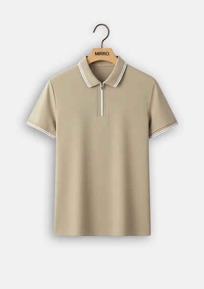 Zip Polo with Contrast Trim