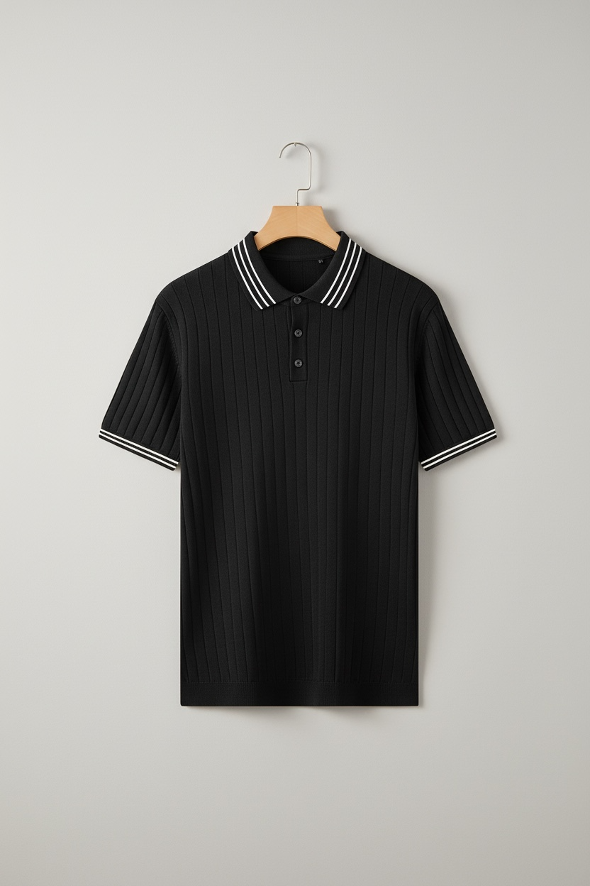 Men's Ice Silk Short Sleeve Thin Lapels Polo Sweater