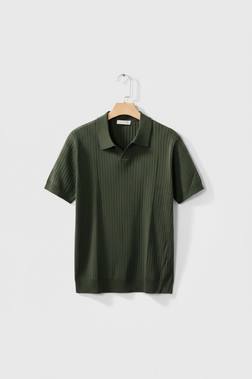 American Lapel Sunken Stripe Jacquard Sweater