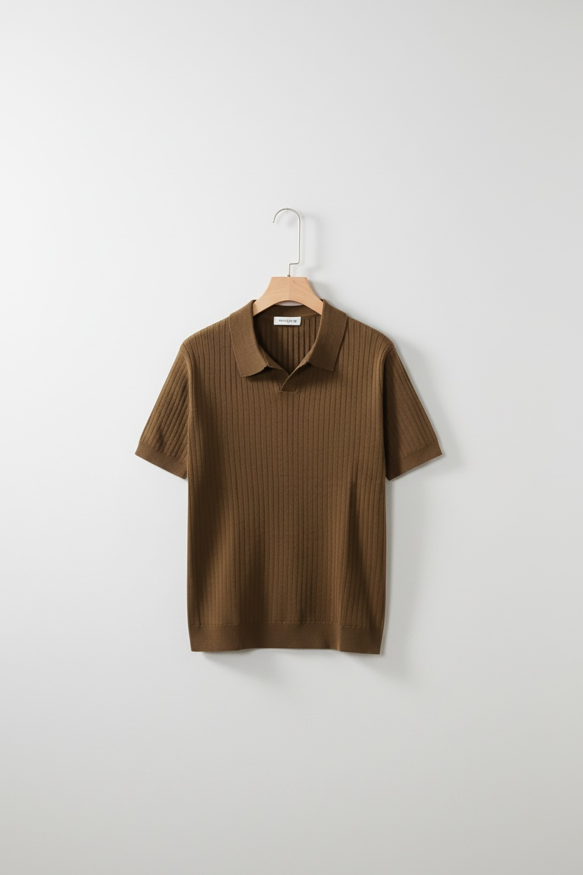 American Lapel Sunken Stripe Jacquard Sweater