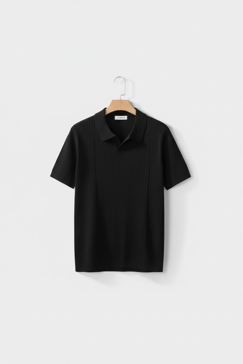 American Lapel Sunken Stripe Jacquard Sweater