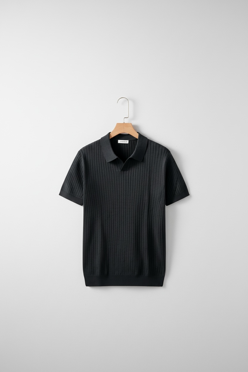 American Lapel Sunken Stripe Jacquard Sweater