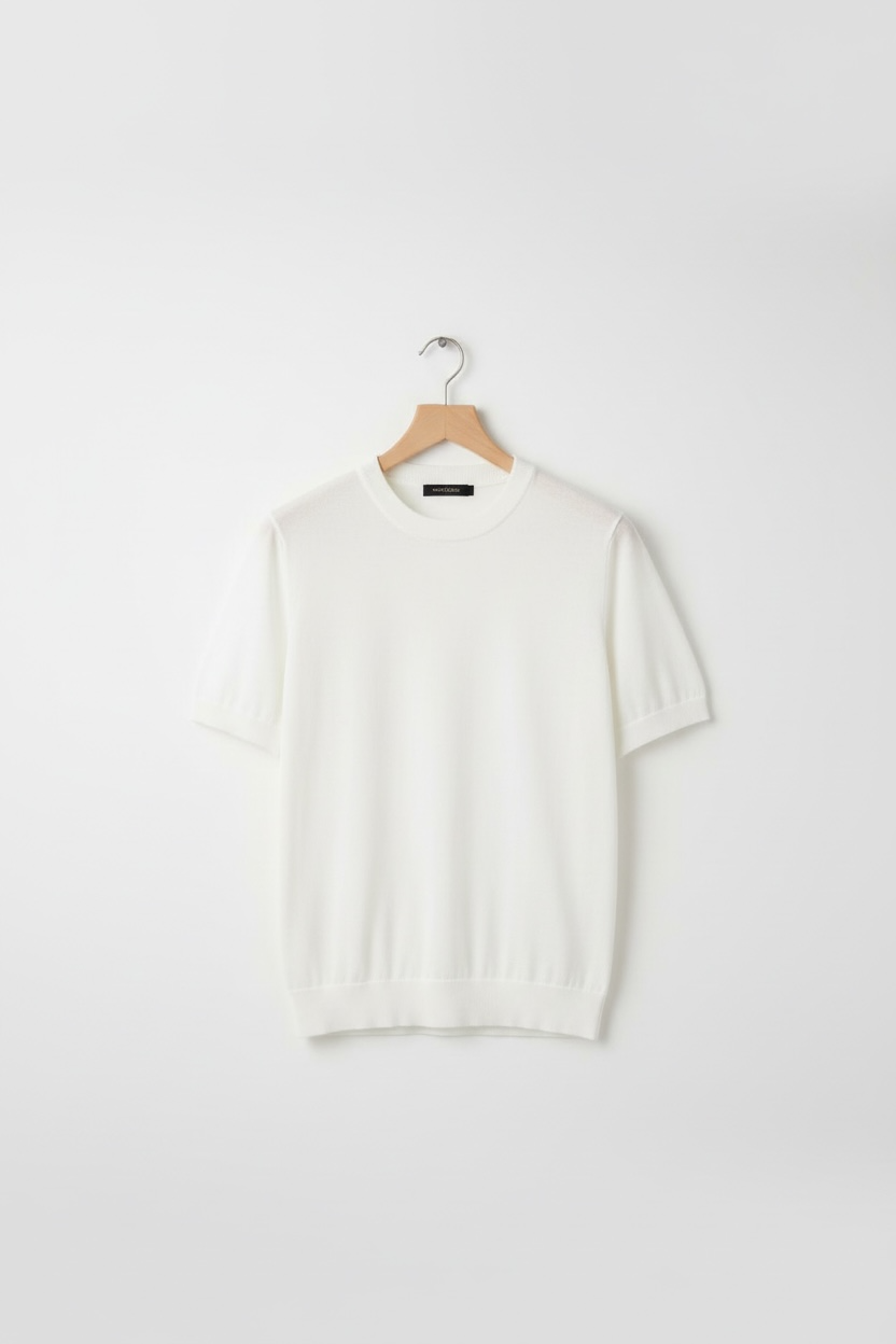 Round Neck Short Sleeve Knitted T-shirt