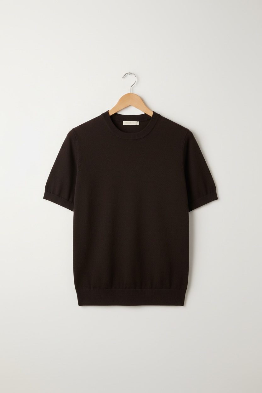 Round Neck Short Sleeve Knitted T-shirt