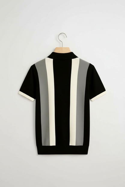 Contrast Stripe Zip Polo