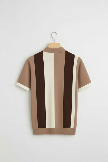 Contrast Stripe Zip Polo