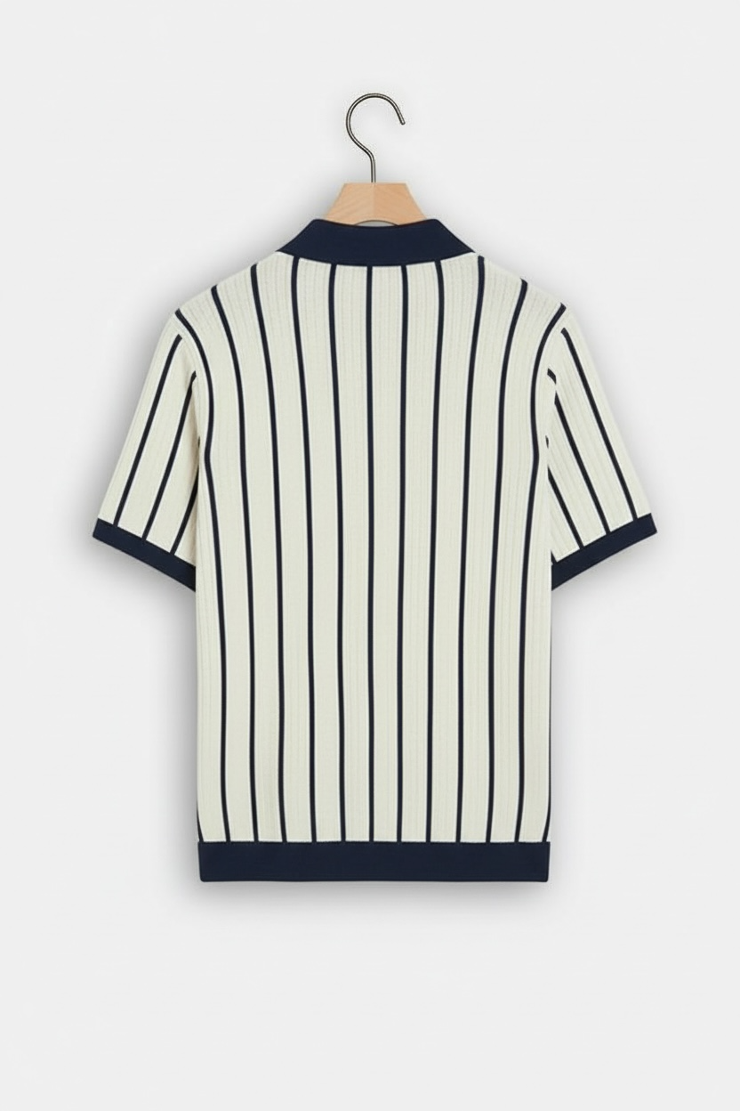 Men's Solid Color Short Sleeve Lapel Knitted