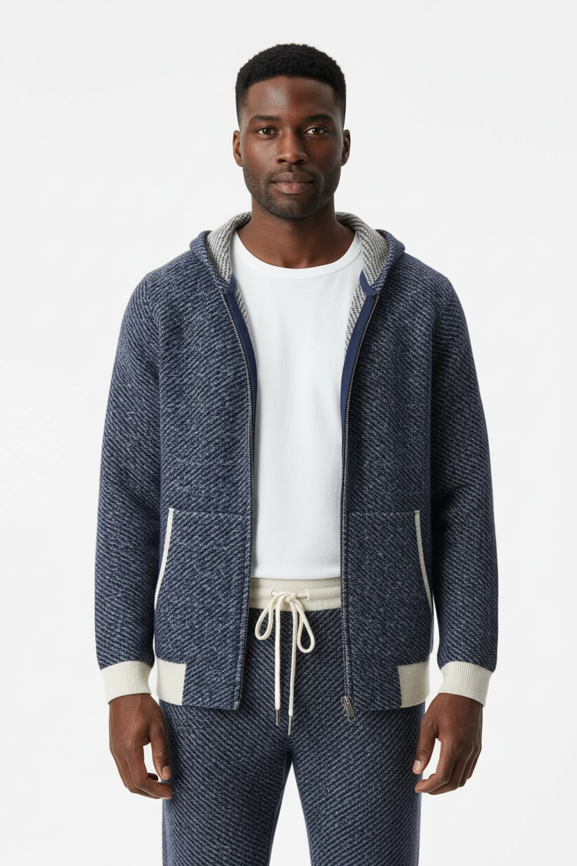Men's Hooded Sweater Cardigan Casual Set