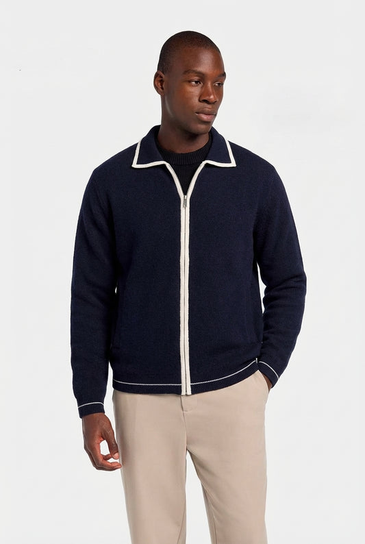 Contrast Zip Cardigan