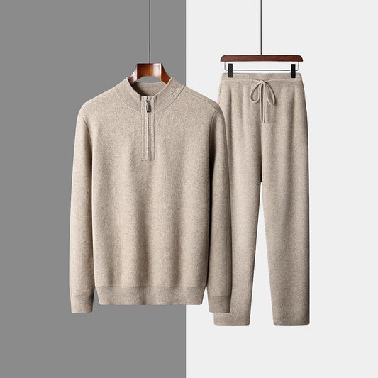 Men's Heavy Goat Seven-needle Thickened Warm Half-zip Knit Sweater