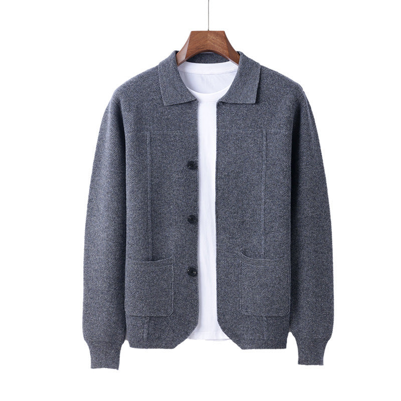 Sweater Men's Lapel Cardigan Pocket