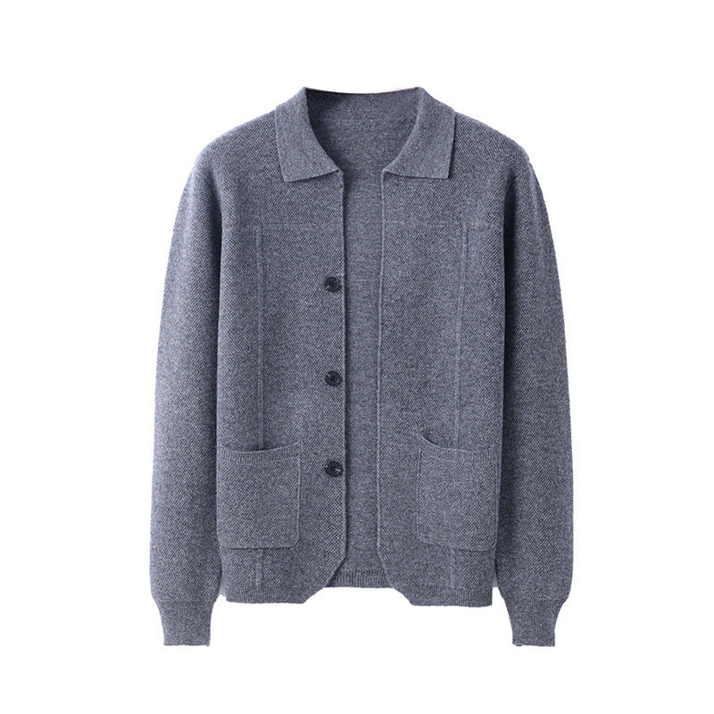 Sweater Men's Lapel Cardigan Pocket