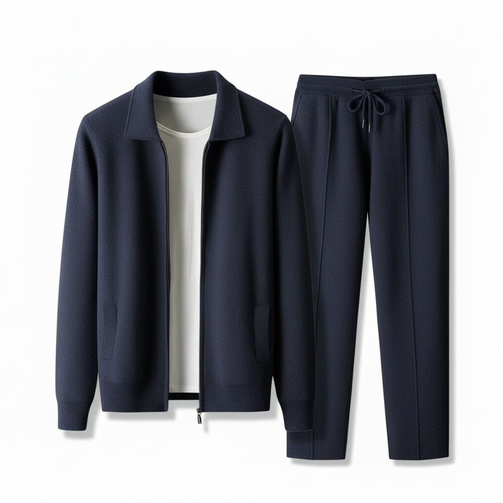 Men's Loose Lapels Thickened Oversized Knit Cardigan Suit