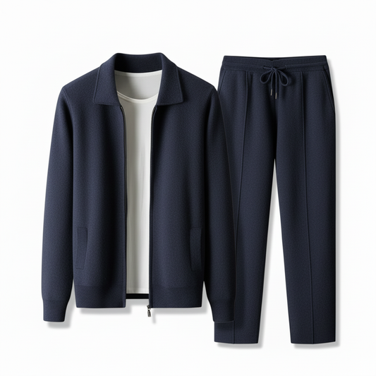 Men's Loose Lapels Thickened Oversized Knit Cardigan Suit