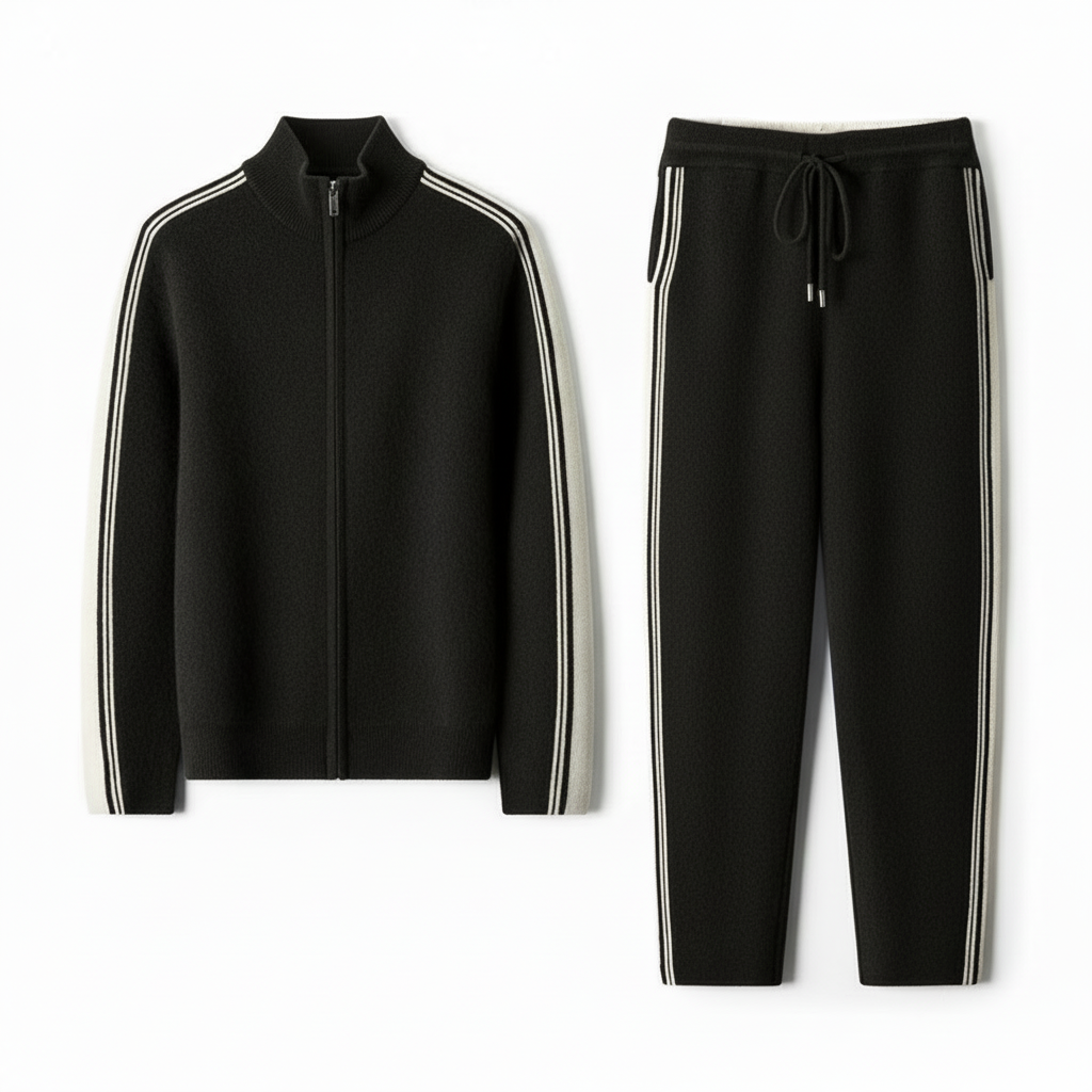 Men's Cardigan Hooded Color Matching Suit