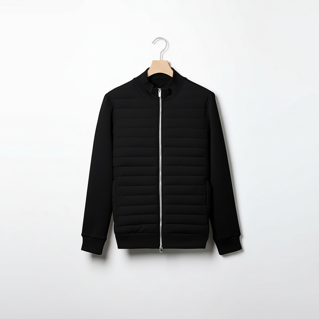 Lightweight Stand Collar Coat For Men Fashion Stitching Knitted Jacket Winter Outwear