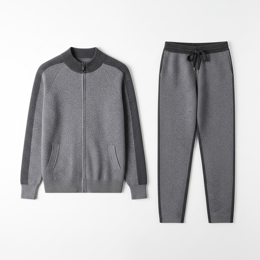 New Thickened Casual Sports Cashmere Men's Half Turtleneck Zipper Knitted Cardigan Suit