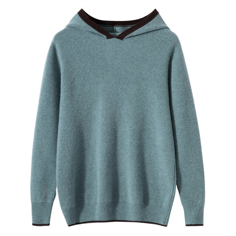 Men's Loose Ingot Needle Contrast Color Cashmere Sweater