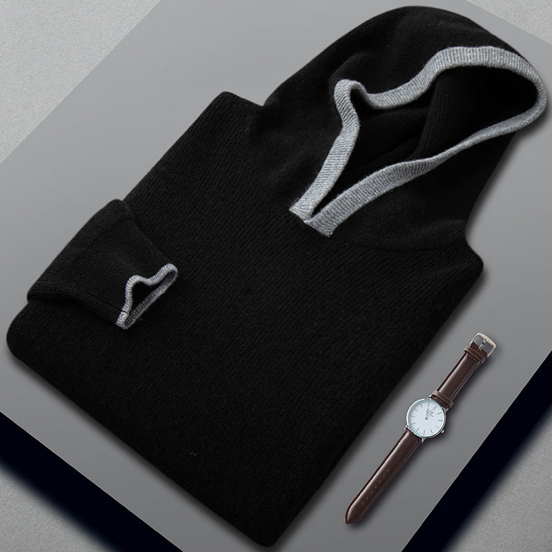 Men's Loose Ingot Needle Contrast Color Cashmere Sweater