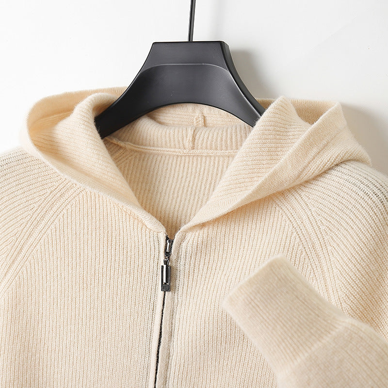 Wool Hooded Age-reducing Cashmere Loose Casual Sweater