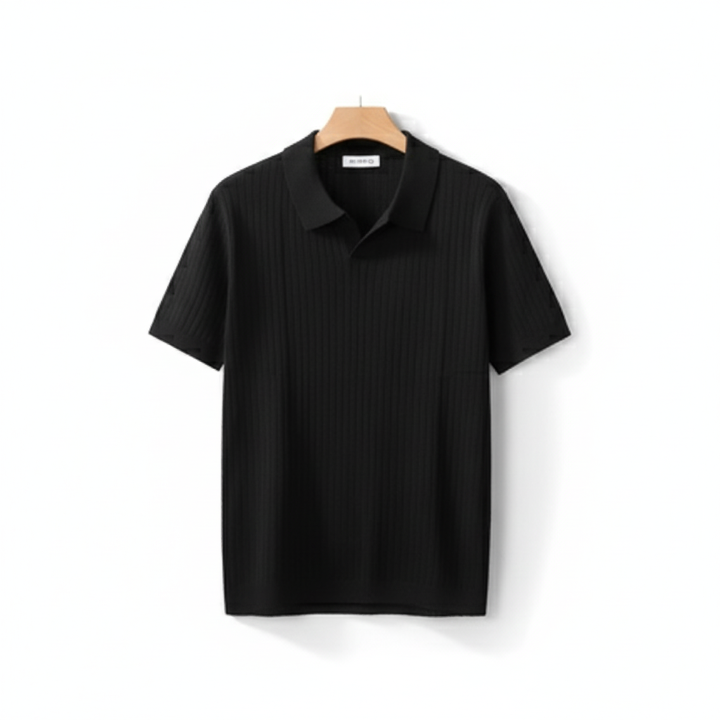 American Lapel Sunken Stripe Jacquard Sweater