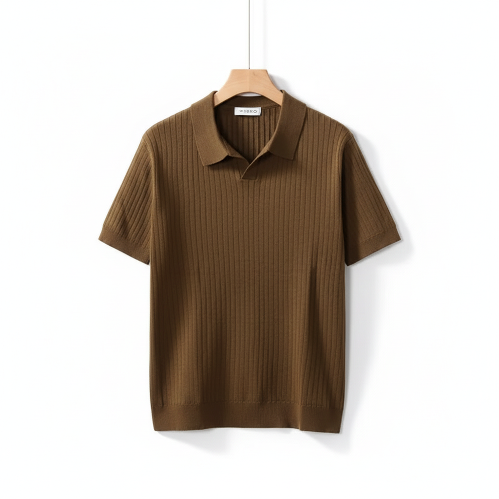 American Lapel Sunken Stripe Jacquard Sweater