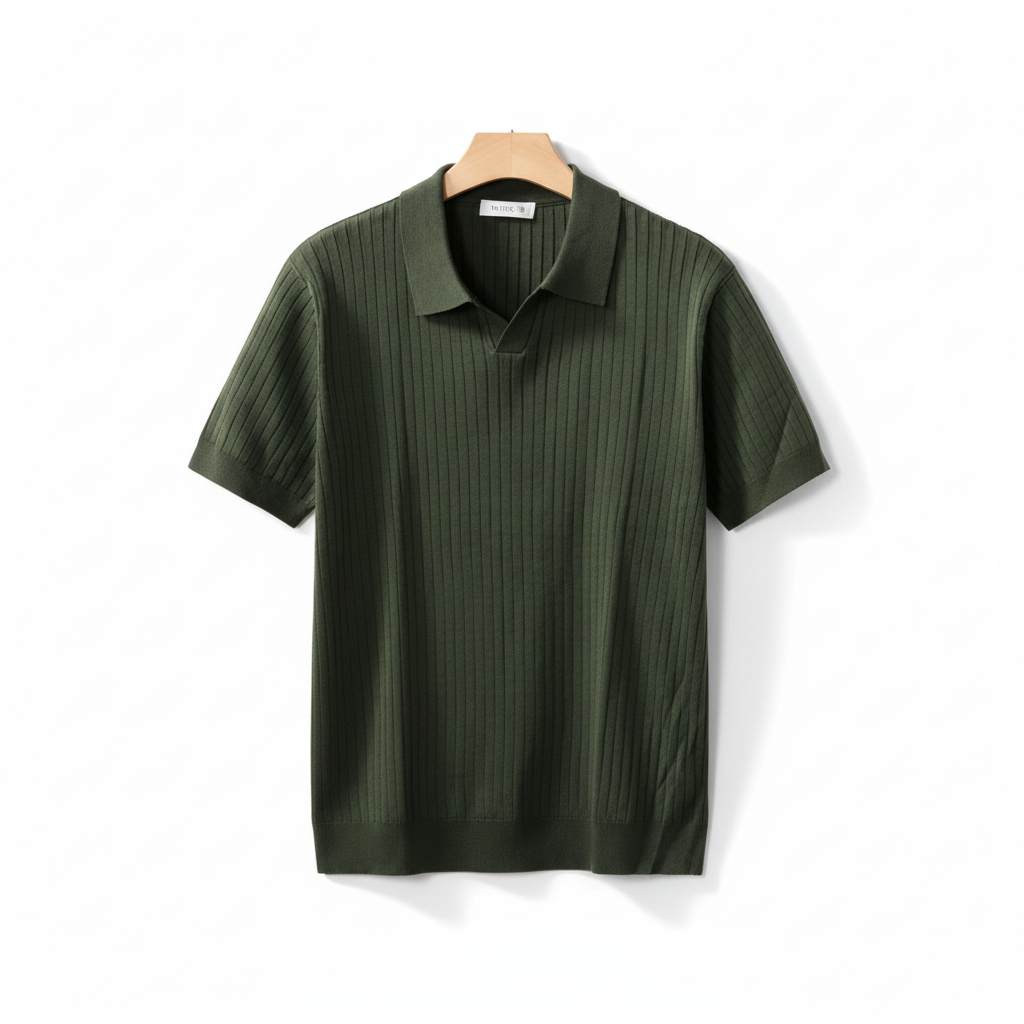 American Lapel Sunken Stripe Jacquard Sweater