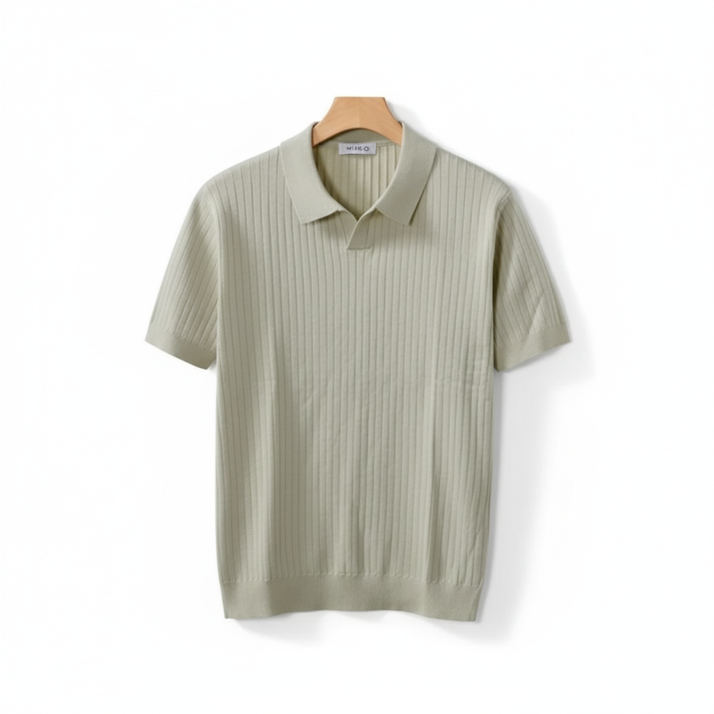 American Lapel Sunken Stripe Jacquard Sweater