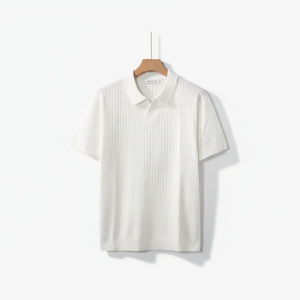 American Lapel Sunken Stripe Jacquard Sweater