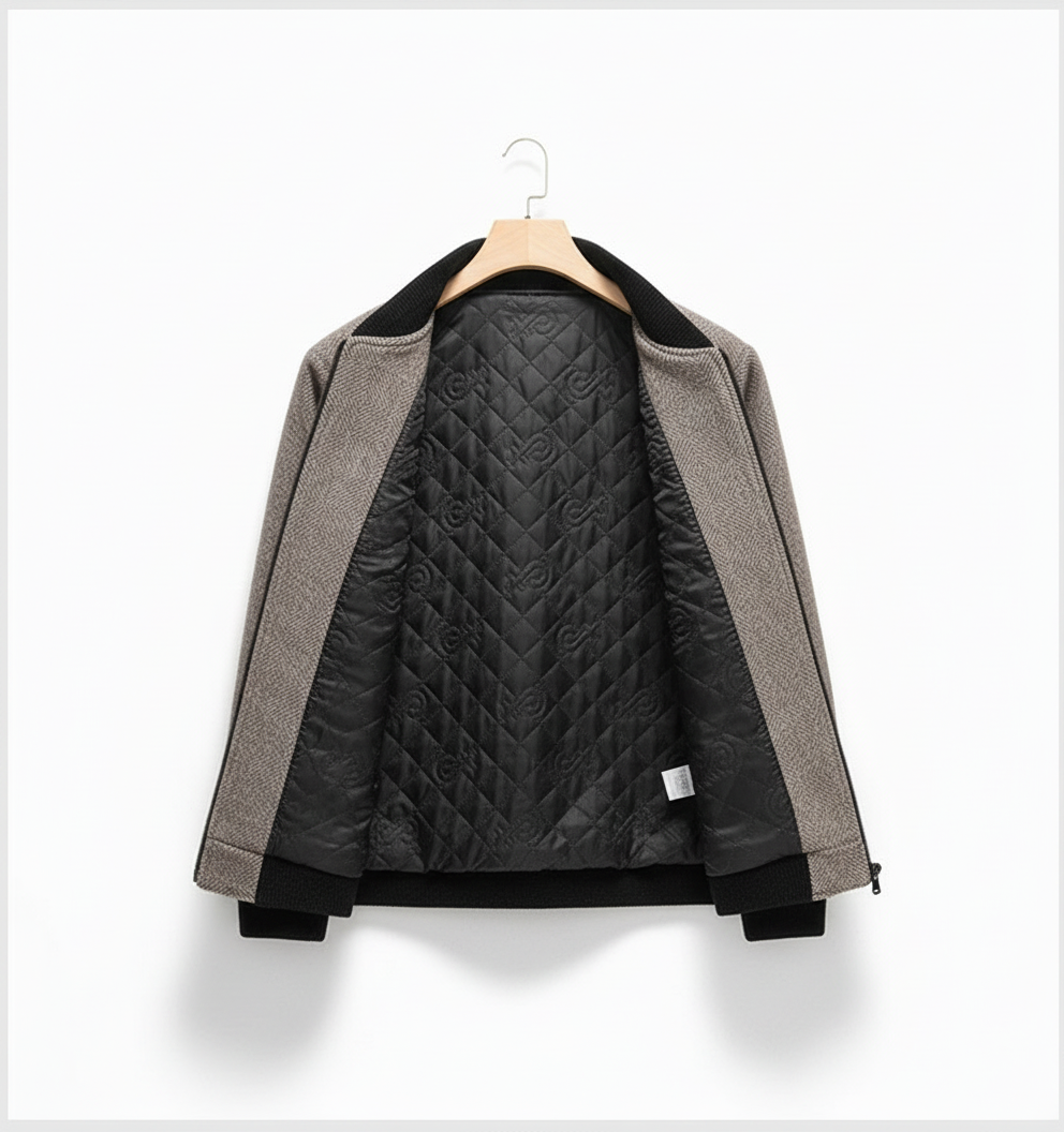 Business Casual Cotton And Thickening Stand Collar Zipper Woolen Jacket