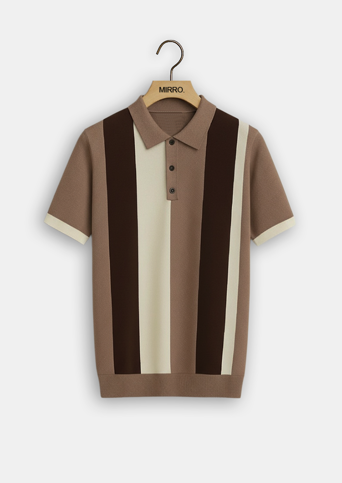 Contrast Stripe Zip Polo