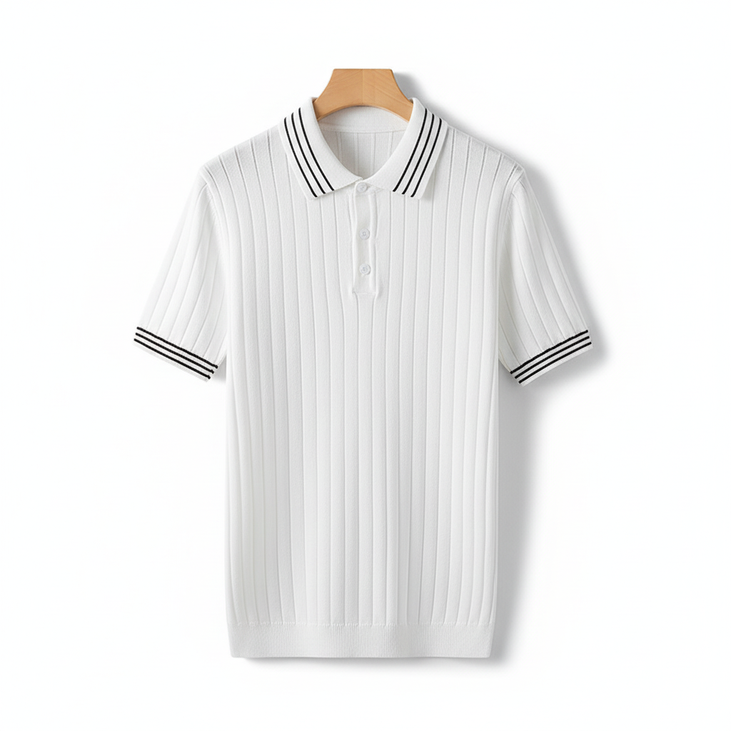 Men's Ice Silk Short Sleeve Thin Lapels Polo Sweater