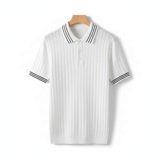 Men's Ice Silk Short Sleeve Thin Lapels Polo Sweater
