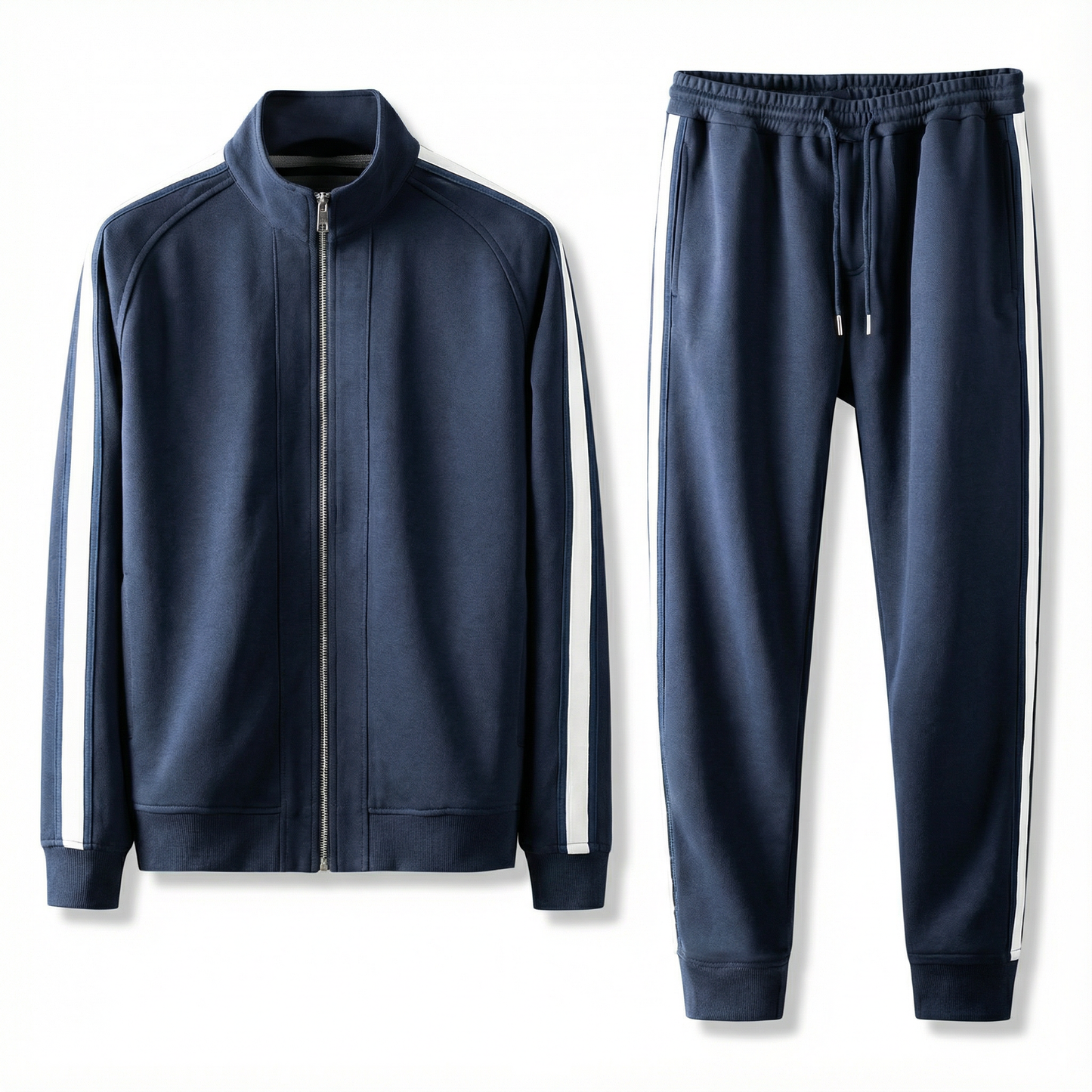 Men's Casual Fleece Padded Coat Trousers Suit