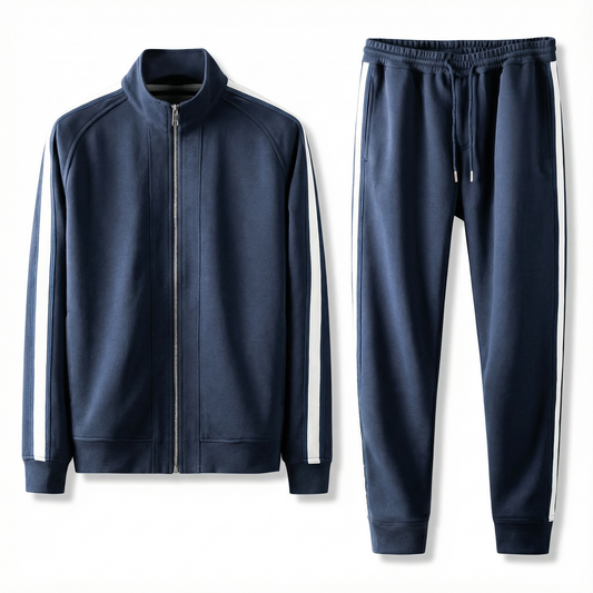 Men's Casual Fleece Padded Coat Trousers Suit