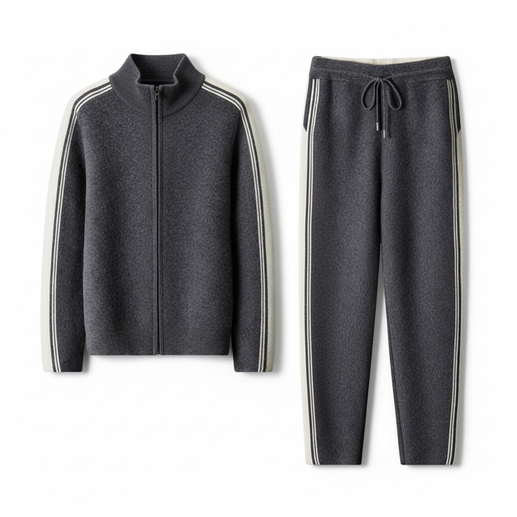 Men's Cardigan Hooded Color Matching Suit