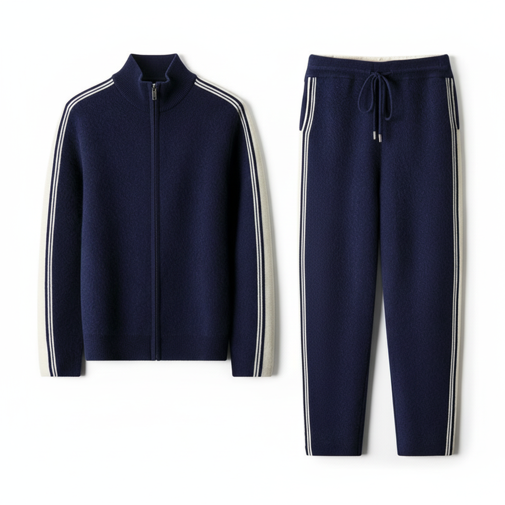 Men's Cardigan Hooded Color Matching Suit