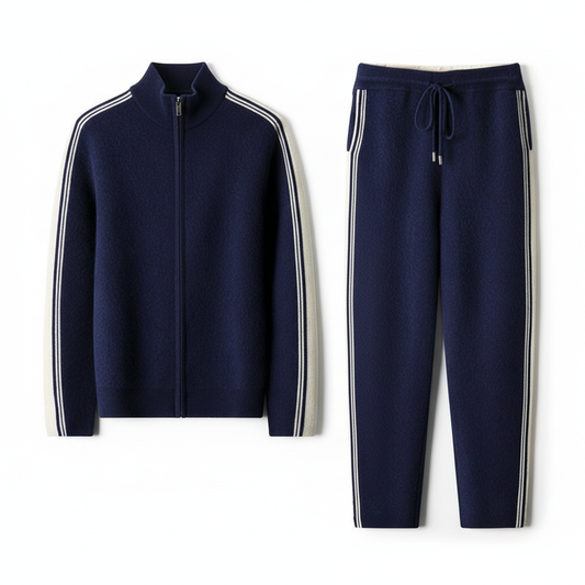 Men's Cardigan Hooded Color Matching Suit