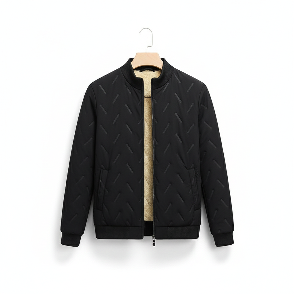 Men's Fleece-lined Warm Stand Collar Cotton-padded Coat